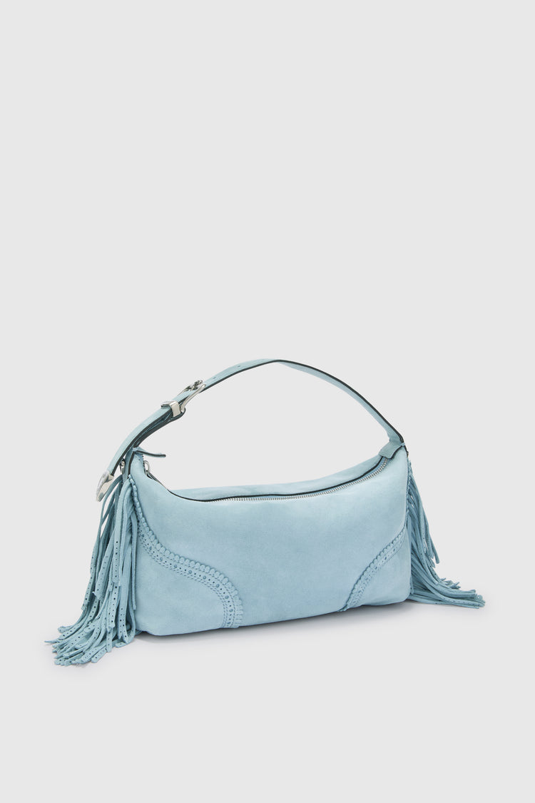 Candy Duffle en cuir velours bleu poudré