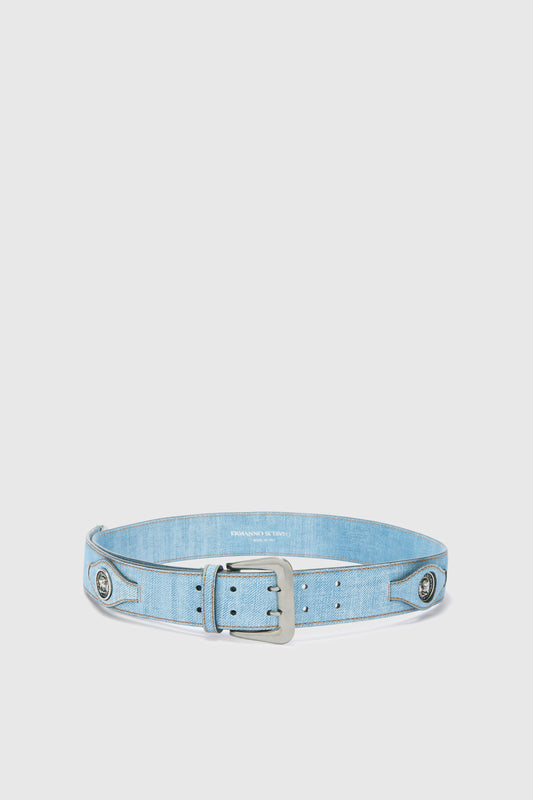 Jeans Print Belt with Coins