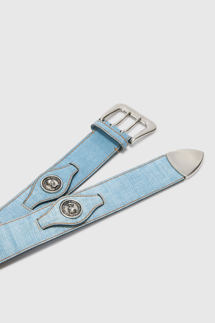 Jeans Print Belt with Coins