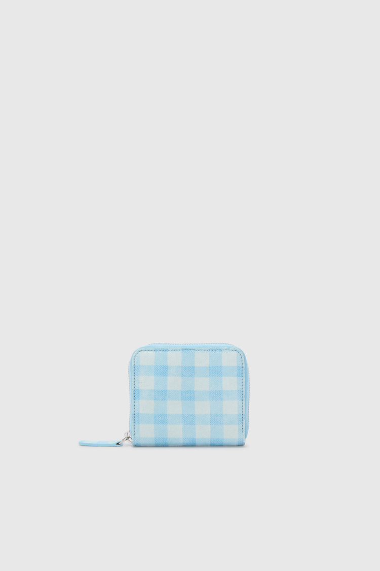 Portafogli ziparound piccolo in camoscio stampato vichy