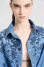Camicia in denim di cotone con ricamo floreale