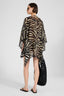 Kaftano corto in mix cotone e seta con stampa animalier zebrata