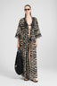 Abito lungo in cotone e seta con stampa animalier zebrata