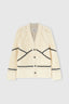Cotton cardigan with leather trims