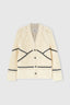Cotton cardigan with leather trims