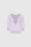 Pure cashmere sweater top with rebrodé lace