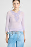 Pure cashmere sweater top with rebrodé lace