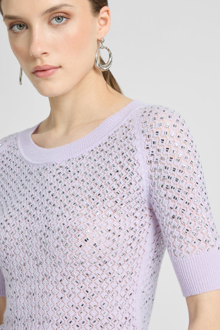 Maglia in puro cashmere con cristalli