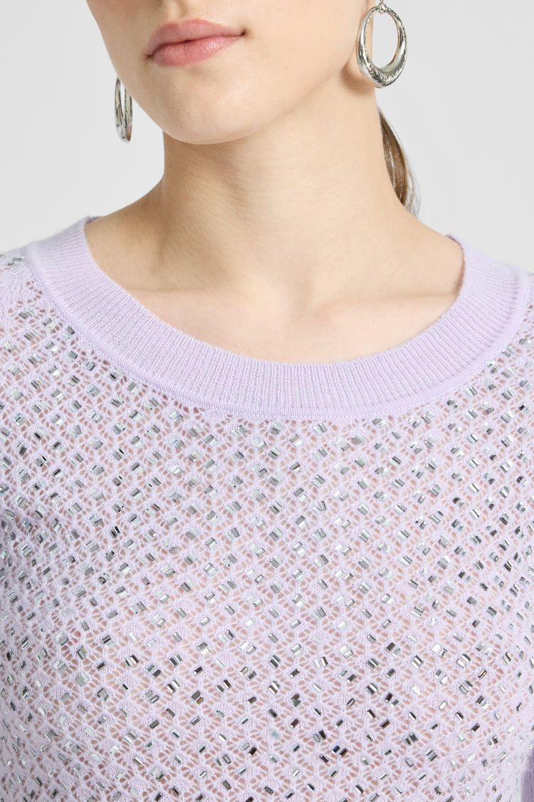 Maglia in puro cashmere con cristalli