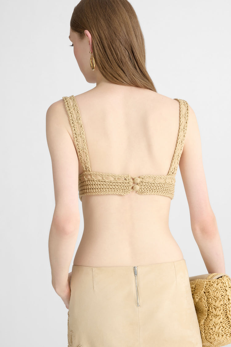 Unstructured bra with suede leather details