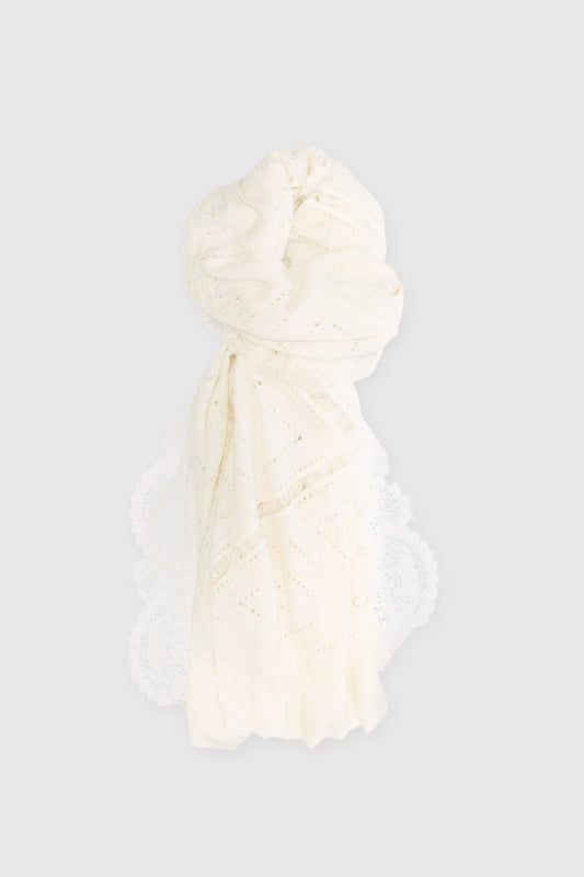 Cotton, silk, and Valenciennes lace stole