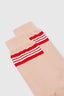 Pink high cotton socks with contrast micro stripes