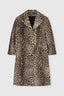 Technical mesh-effect coat with natural leopard print