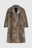 Technical mesh-effect coat with natural leopard print
