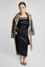 Technical mesh-effect coat with natural leopard print
