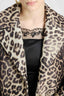 Technical mesh-effect coat with natural leopard print