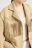 Single-breasted cadì jacket with fringes and broguing