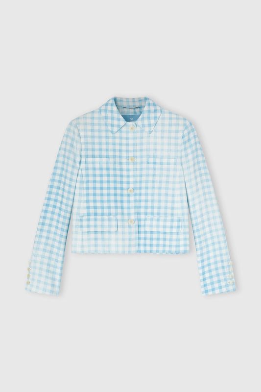 Veste courte en marocain imprimé vichy avec col