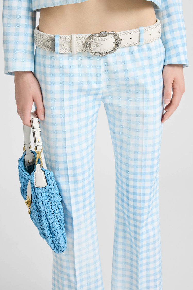 Trumpet trousers in vichy print marocain