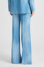 Wide-leg trousers in layered chiffon with jeans print