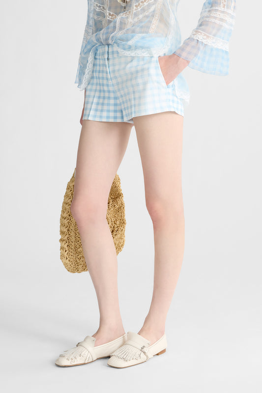 Vichy print marocain viscose shorts