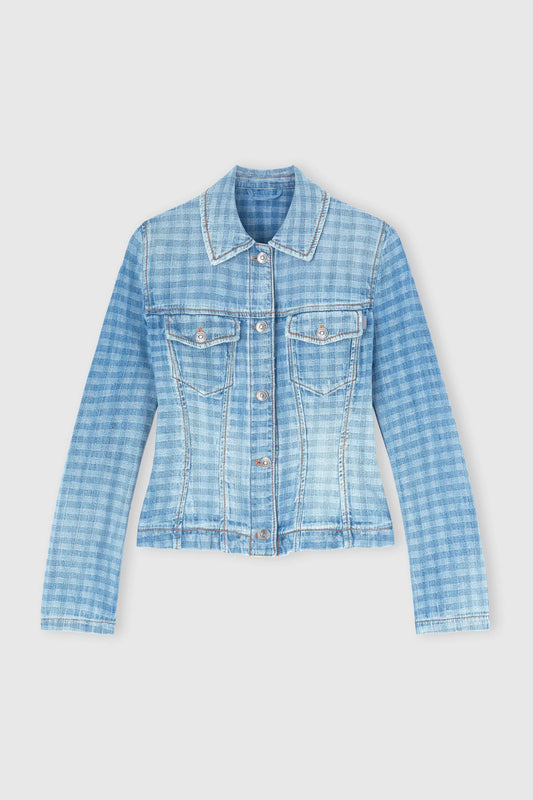Bustier denim jacket in Vichy