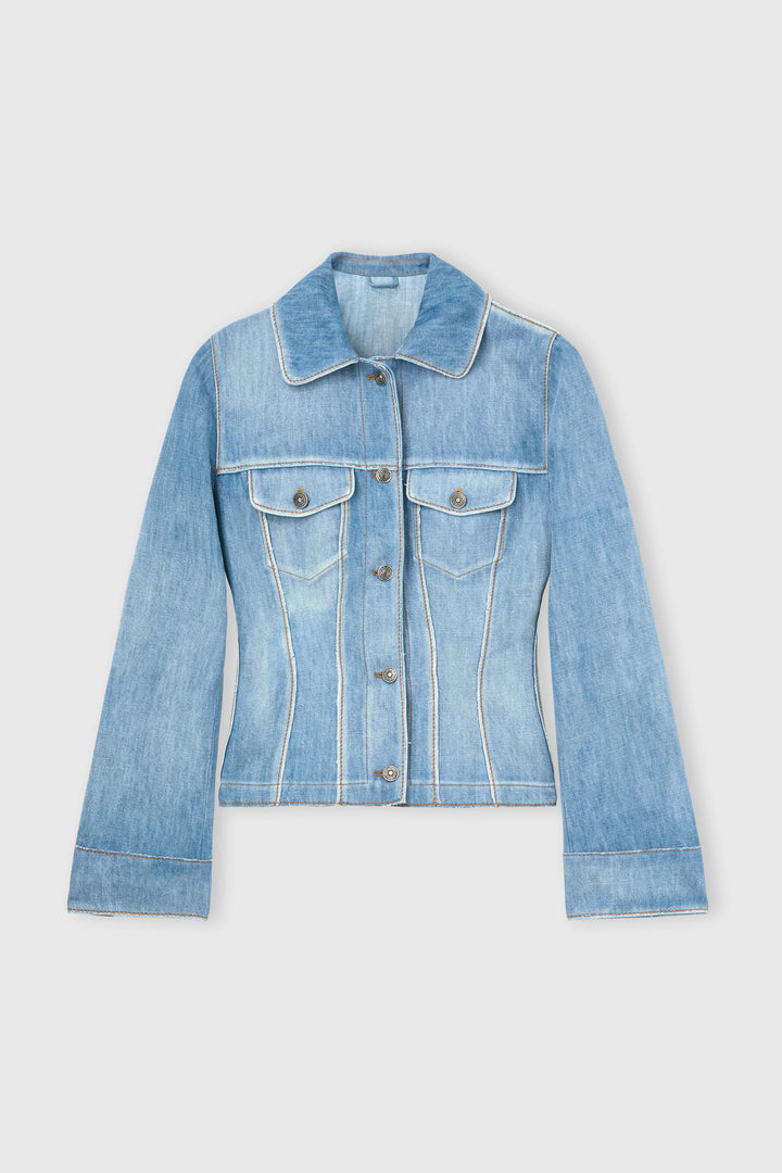 Fitted Chambray Cotton-Linen Jacket