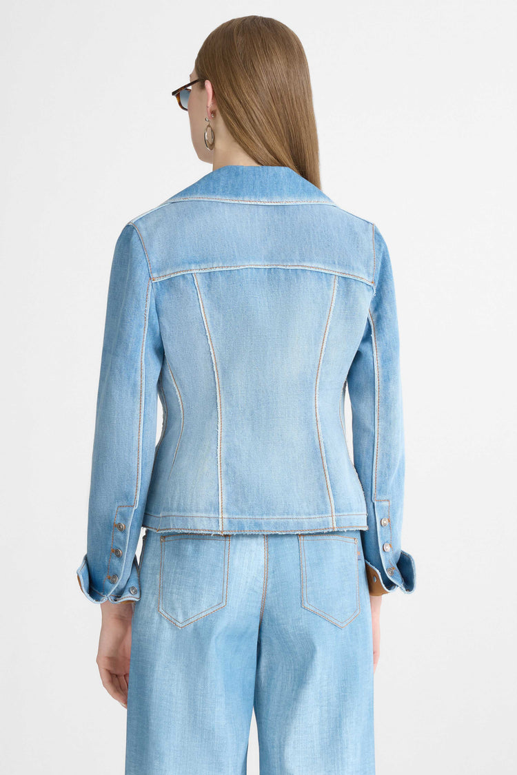 Fitted Chambray Cotton-Linen Jacket