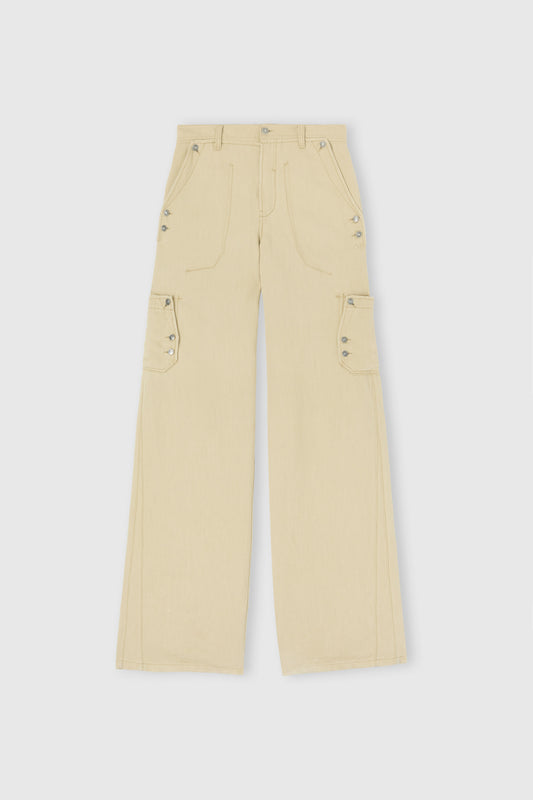 Cargo trousers in cotton-linen blend denim