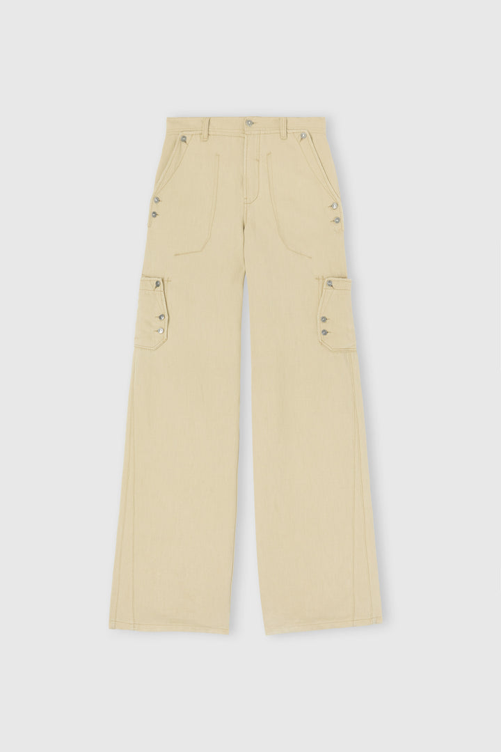Cargo trousers in cotton-linen blend denim