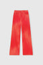 Red printed jeans-effect marocain palazzo trousers