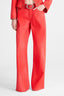 Red printed jeans-effect marocain palazzo trousers