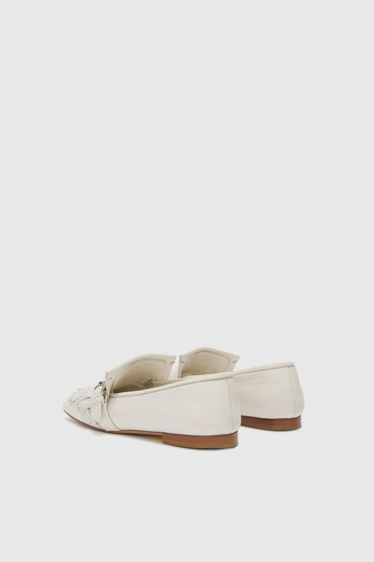 Fringed College loafer with daisy buckle