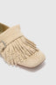 Suede ballerina with fringes and daisy buckle