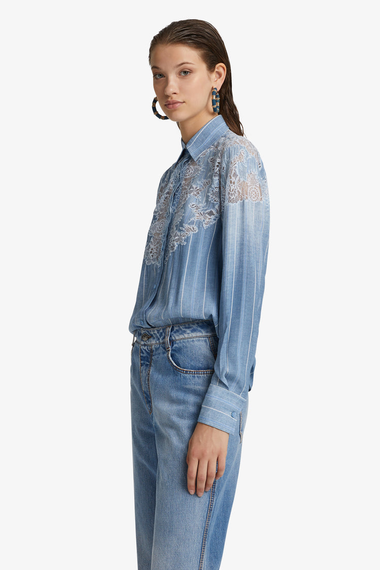 Camicia in marocain con pizzo