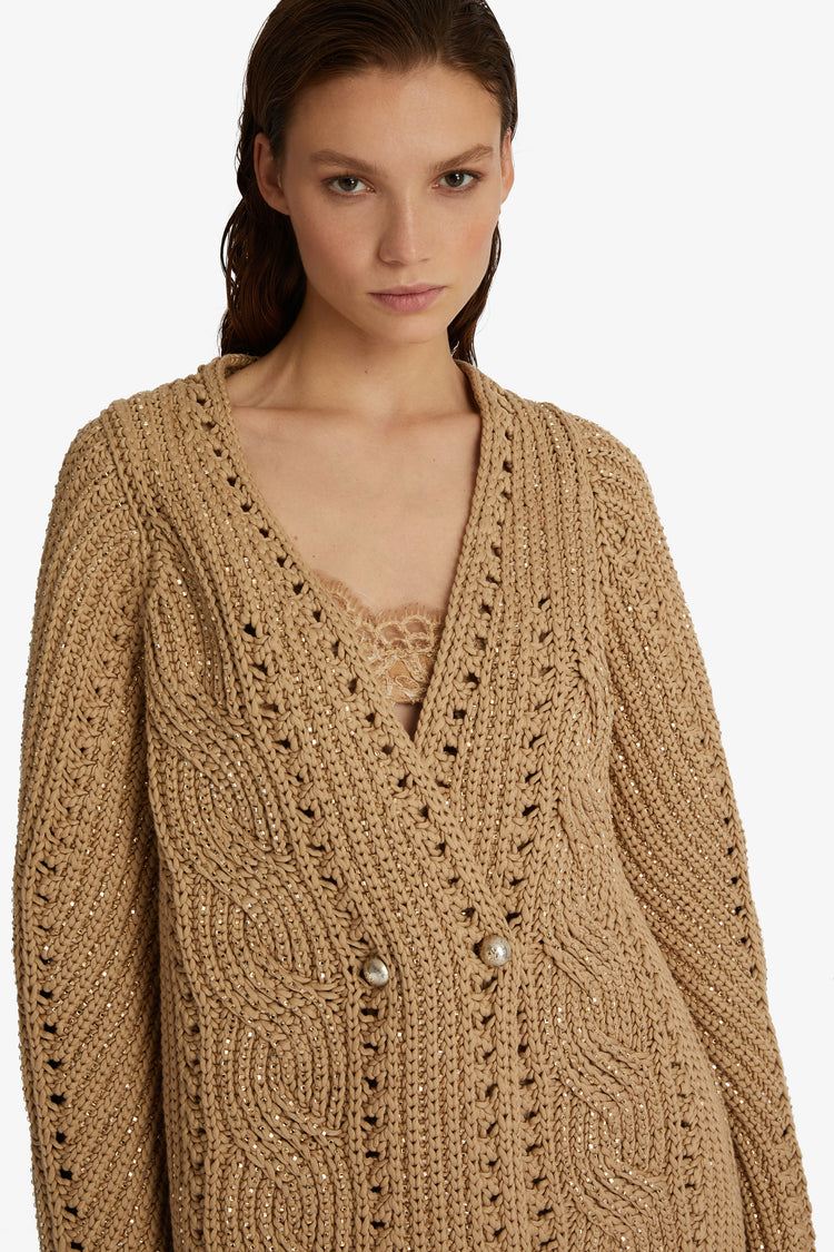 Cardigan over con cristalli