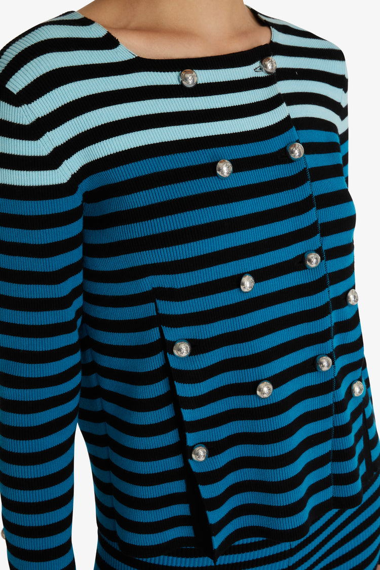 Striped double-breasted cardigan
