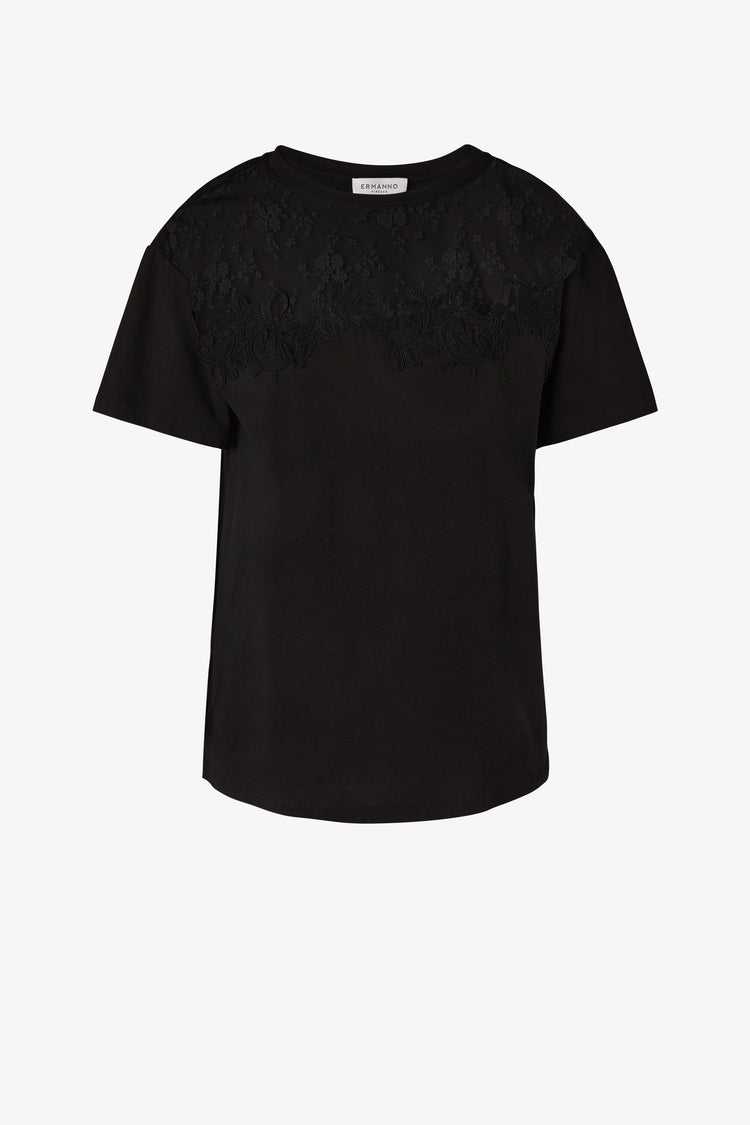 Lace-adorned T-shirt