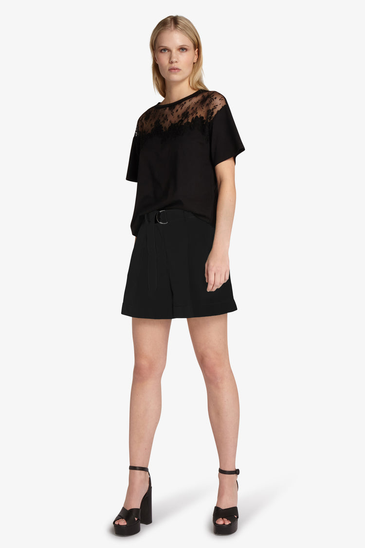 Lace-adorned T-shirt