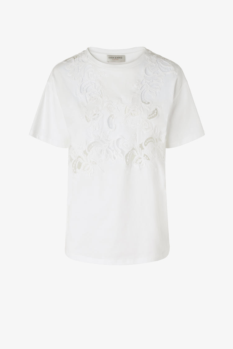 Lace-adorned T-shirt