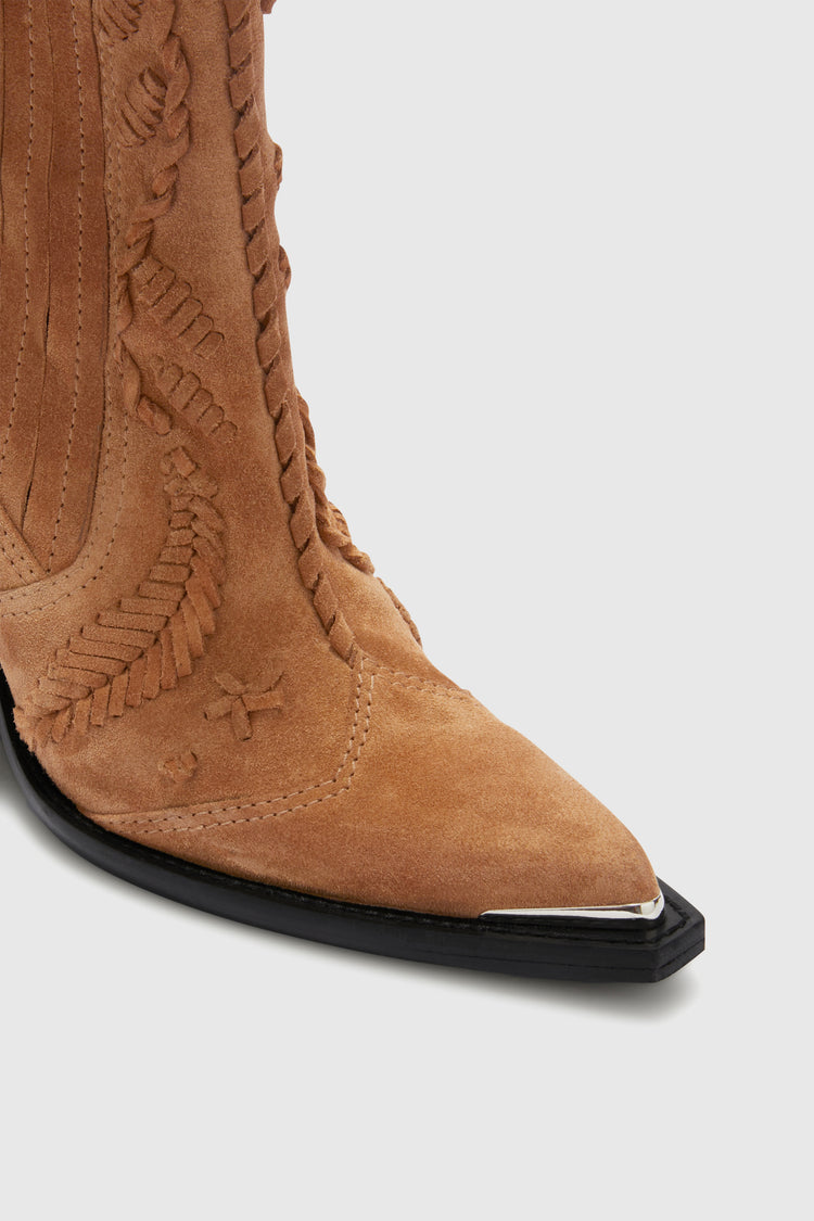 Embroidered suede cowboy boots