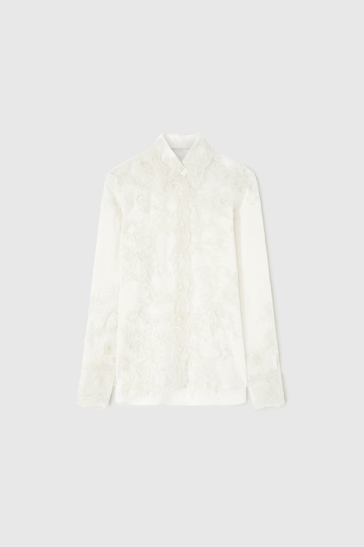 Shirt with lace transparencies