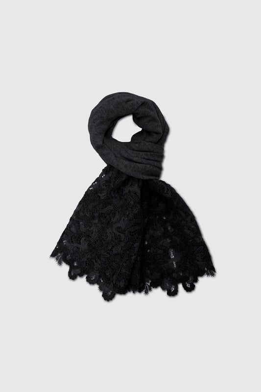 Lace-adorned wool stole