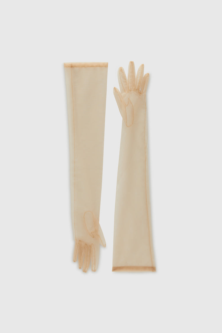 Long semi-transparent tulle gloves