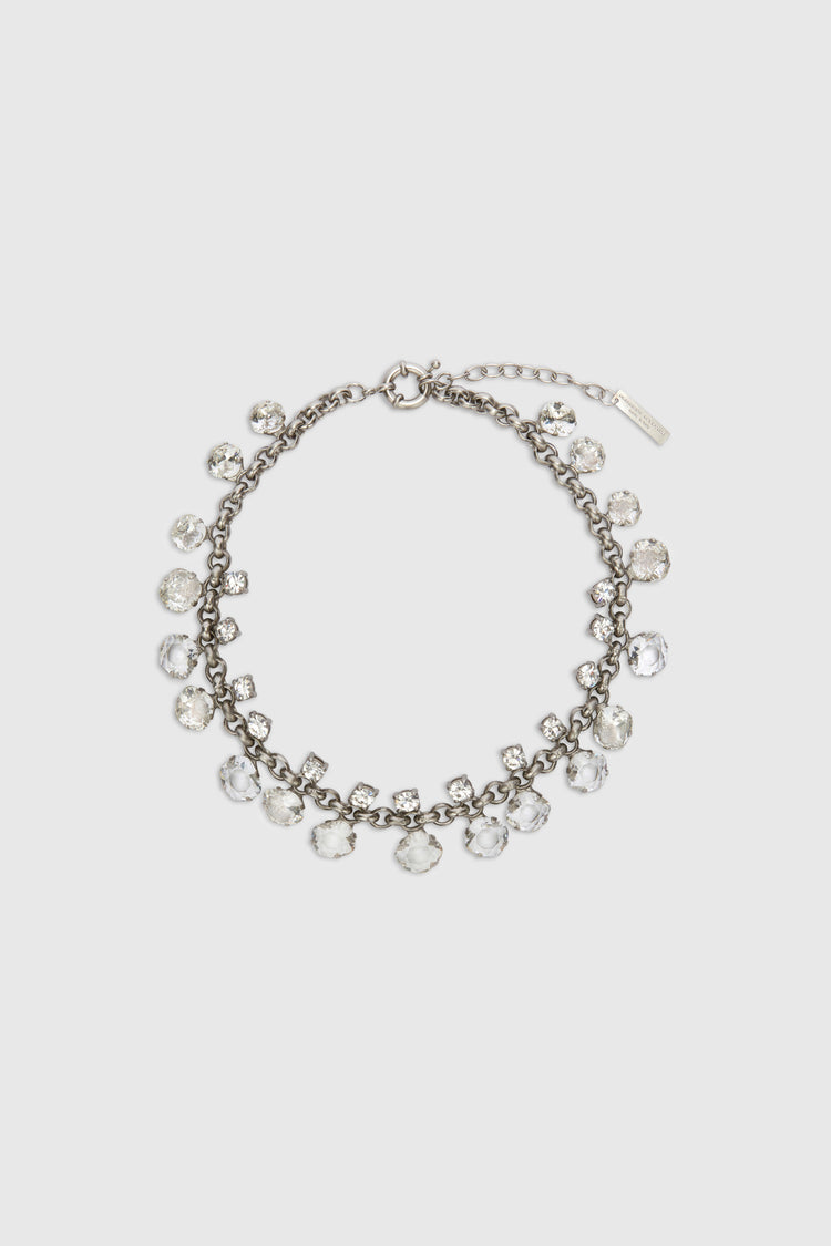 Crystal-adorned chain necklace