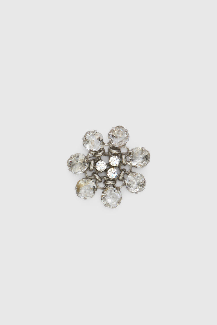 Flower brooch with silver crystals