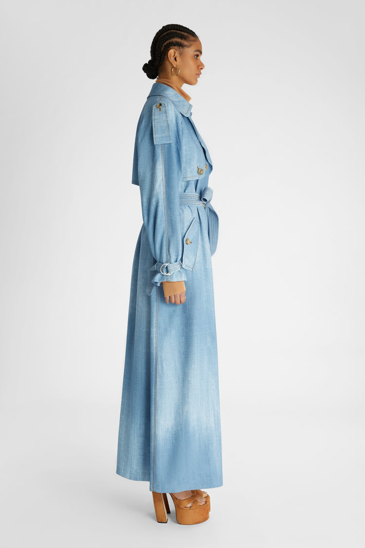 Long double-breasted trench coat