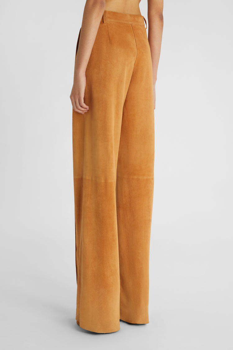 Suede leather tailored trousers