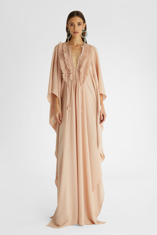 Long kaftan with ruffles