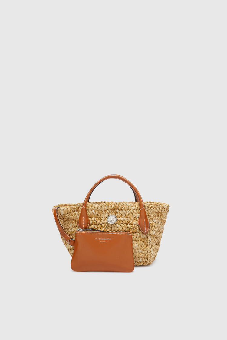 Mini shopping bag in rafia